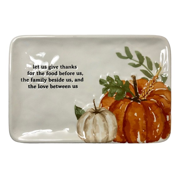 MUD PIE Fall Collection Harvest Sentiment Tray Thanksgiving Pumpkins NWT - Picture 2 of 9